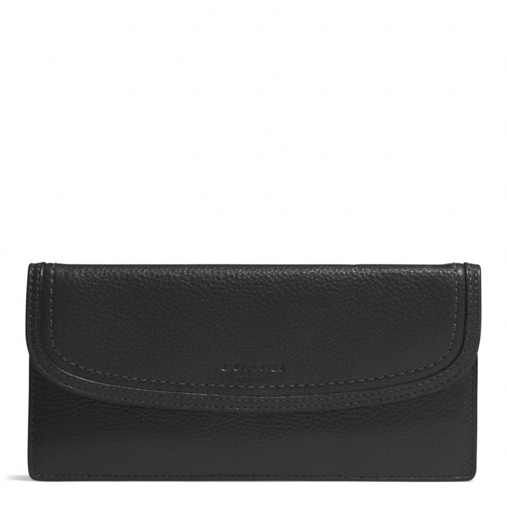 COACH PARK LEATHER SOFT WALLET - SILVER/BLACK - f51762