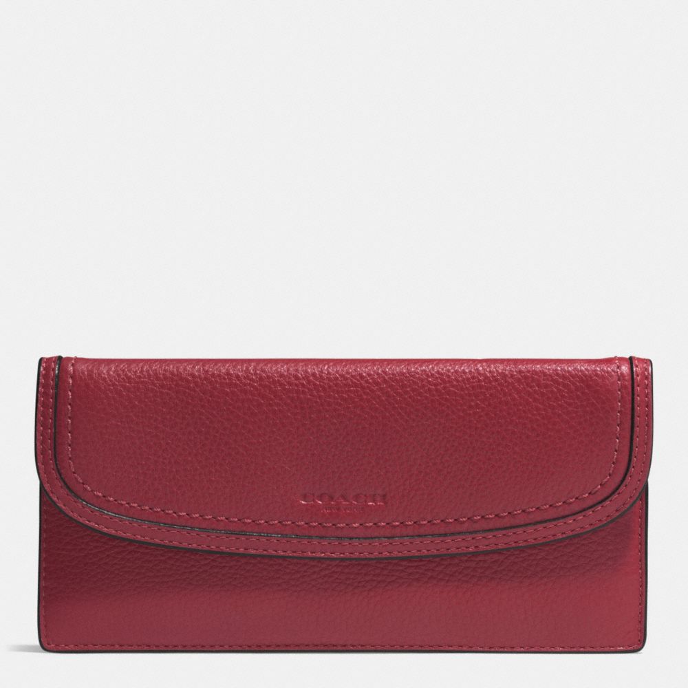 COACH PARK LEATHER SOFT WALLET - SILVER/CRIMSON - f51762