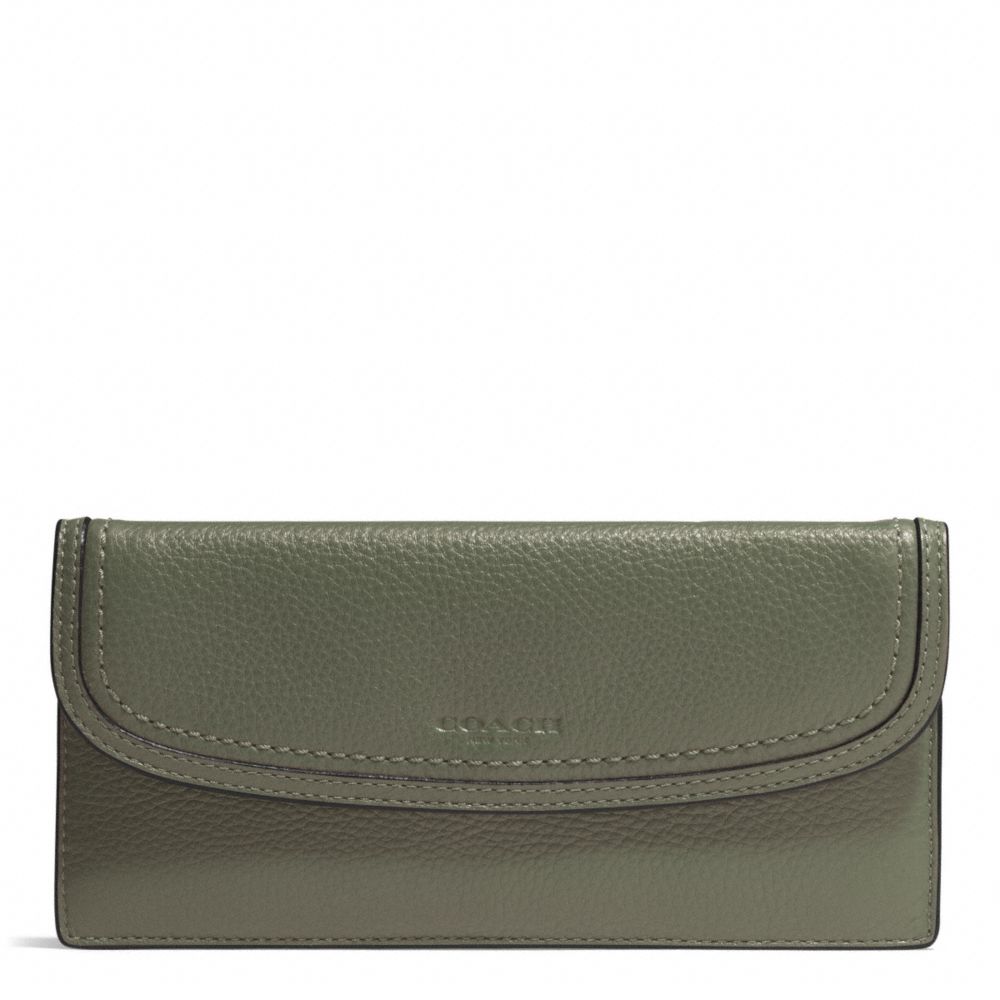 COACH F51762 Park Leather Soft Wallet SILVER/OLIVE