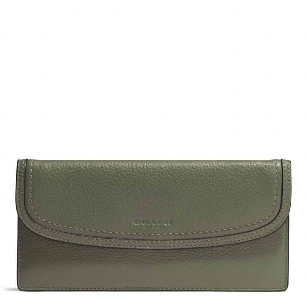 COACH F51762 PARK LEATHER SOFT WALLET SILVER/OLIVE