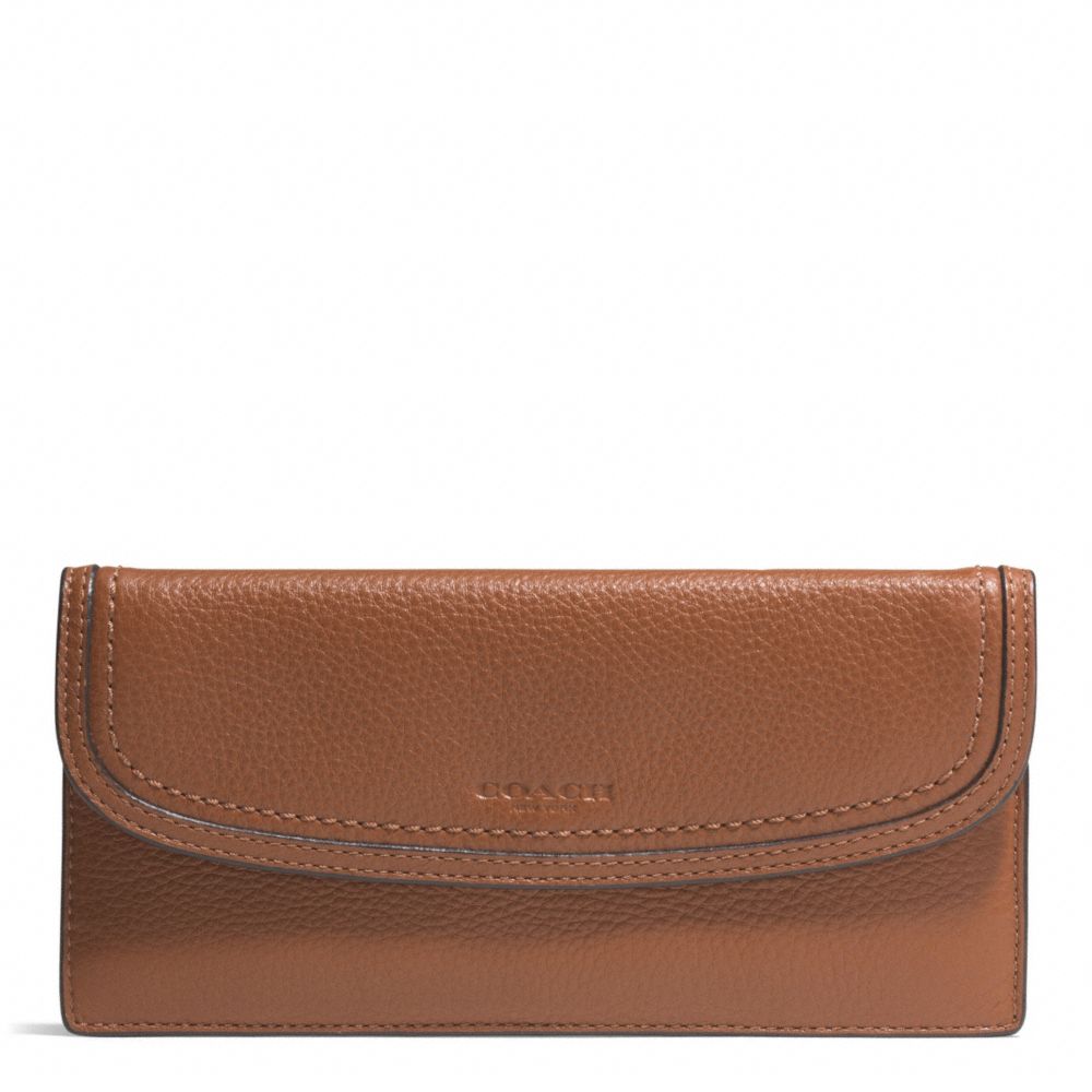 COACH F51762 Park Leather Soft Wallet SILVER/SADDLE