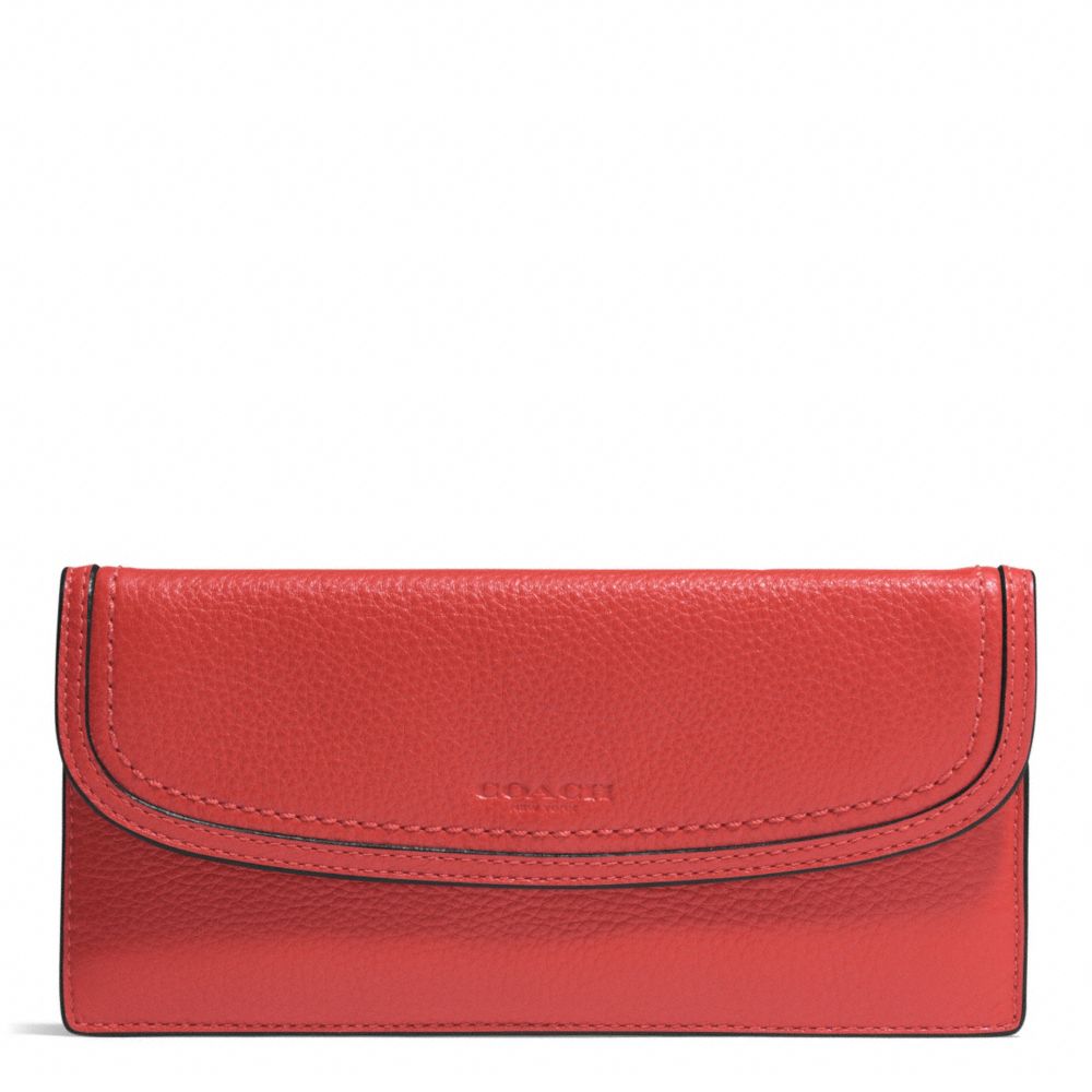 COACH PARK LEATHER SOFT WALLET - SILVER/VERMILLION - f51762