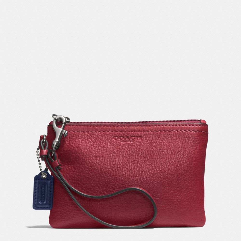 COACH F51763 PARK LEATHER SMALL WRISTLET SILVER/CRIMSON