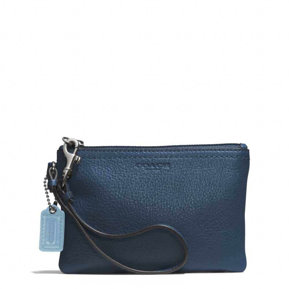 COACH f51763 PARK LEATHER SMALL WRISTLET SILVER/DENIM