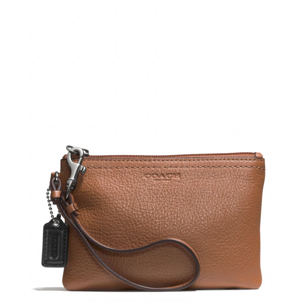 COACH PARK LEATHER SMALL WRISTLET - SILVER/SADDLE - F51763