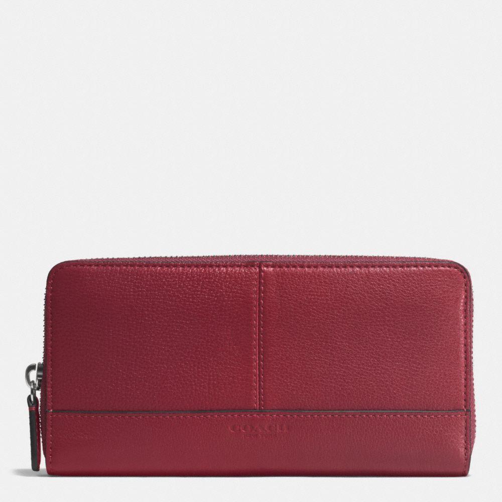 COACH F51764 Park Leather Accordion Zip Wallet SILVER/CRIMSON