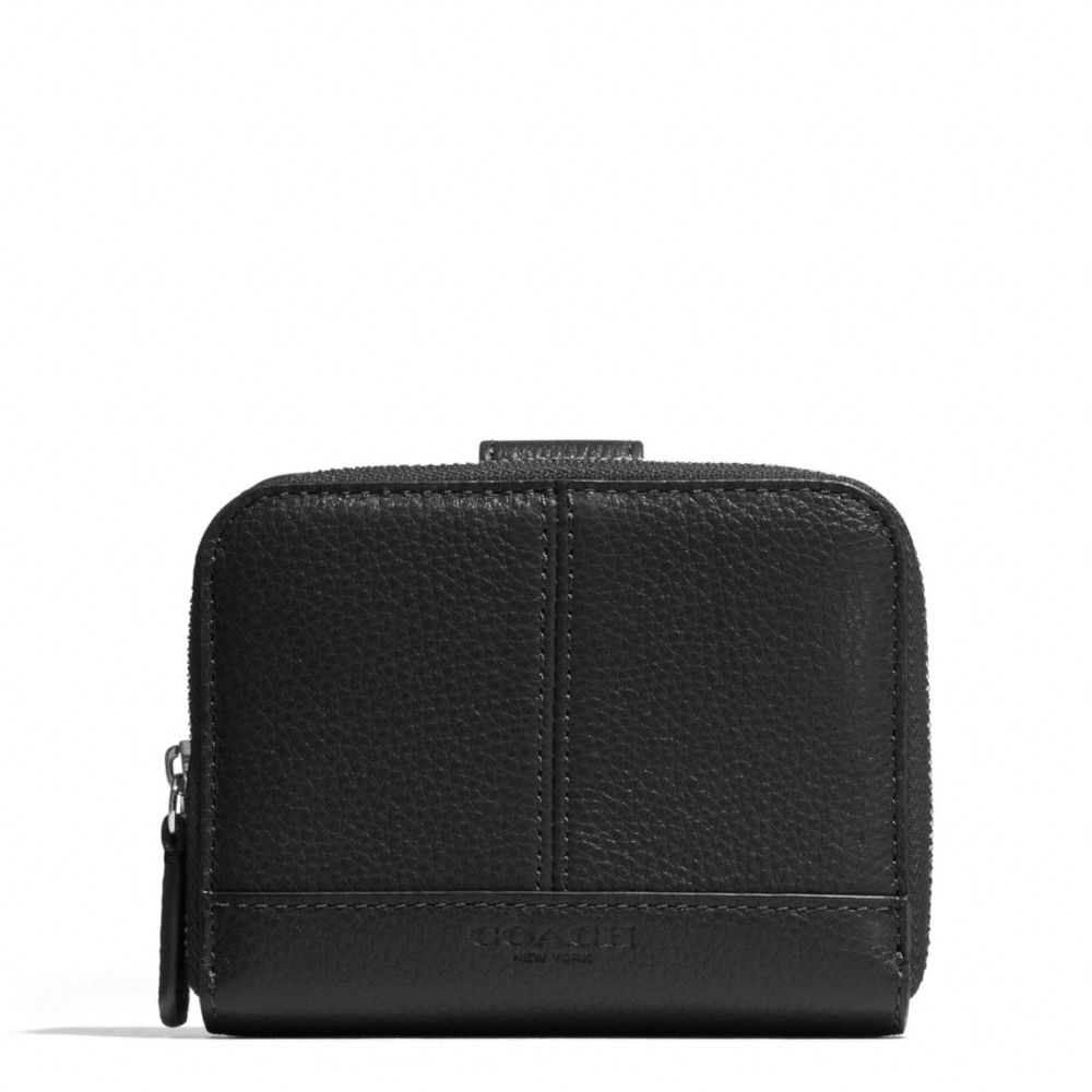 COACH F51766 Park Leather Medium Zip Around Wallet SILVER/BLACK