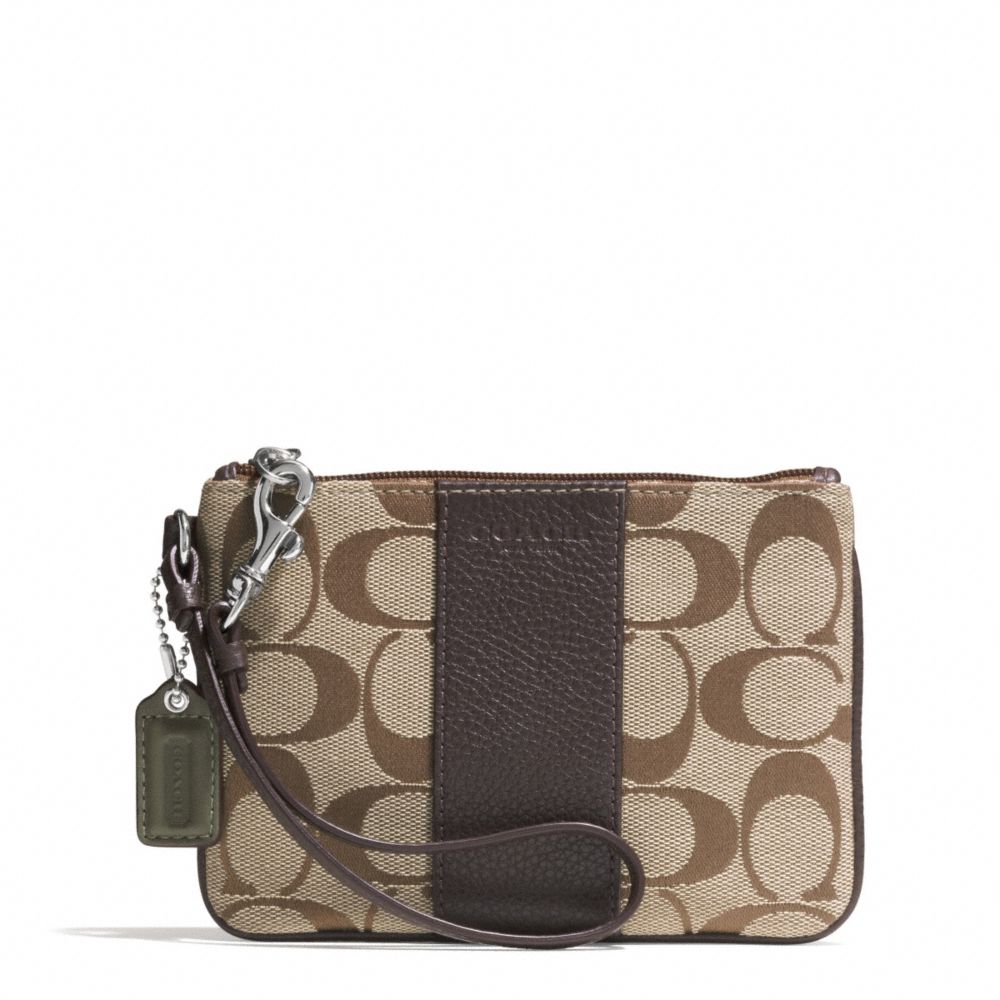 COACH PARK SIGNATURE SMALL WRISTLET - SILVER/KHAKI/MAHOGANY - f51786