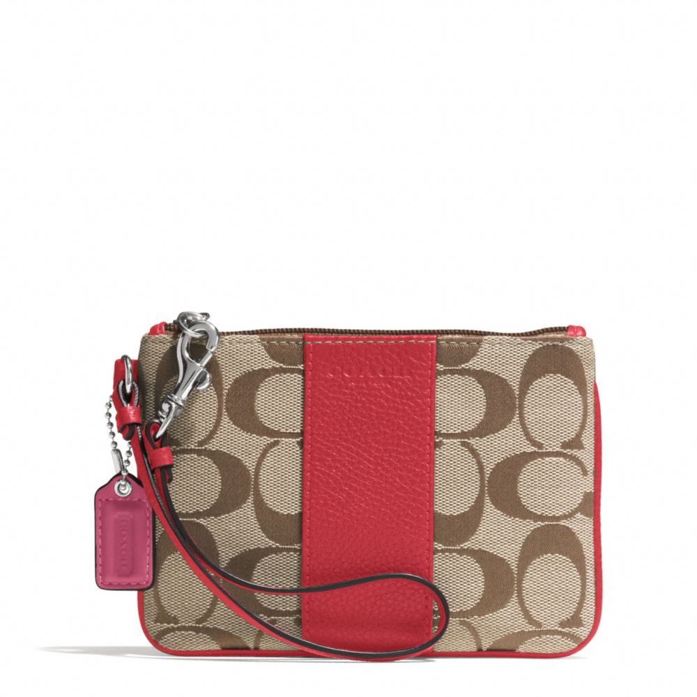 COACH PARK SIGNATURE SMALL WRISTLET - SILVER/KHAKI/VERMILLION - f51786