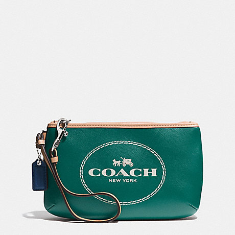 COACH HORSE AND CARRIAGE LEATHER MEDIUM WRISTLET - SILVER/LAGOON - f51788