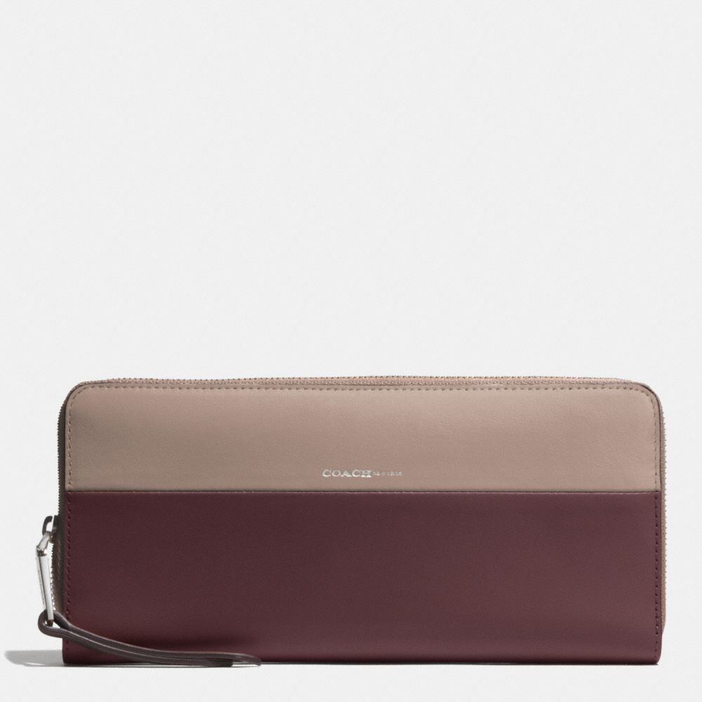 COACH F51800 Slim Accordion Zip Wallet In Colorblock Retro And Boarskin Leathers  ANTIQUE NICKEL/OXBLOOD/OLIGHT GOLDVE GREY