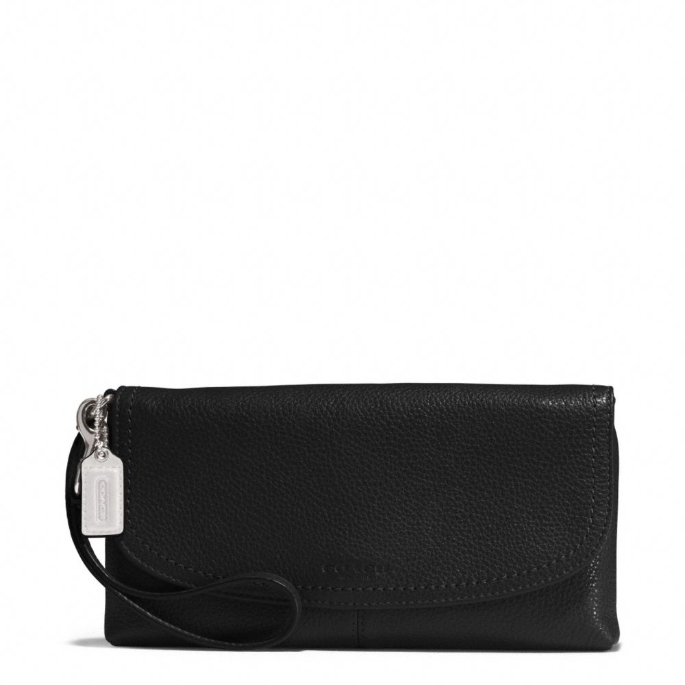 COACH PARK LEATHER LARGE FLAP WRISTLET - SILVER/BLACK - F51821