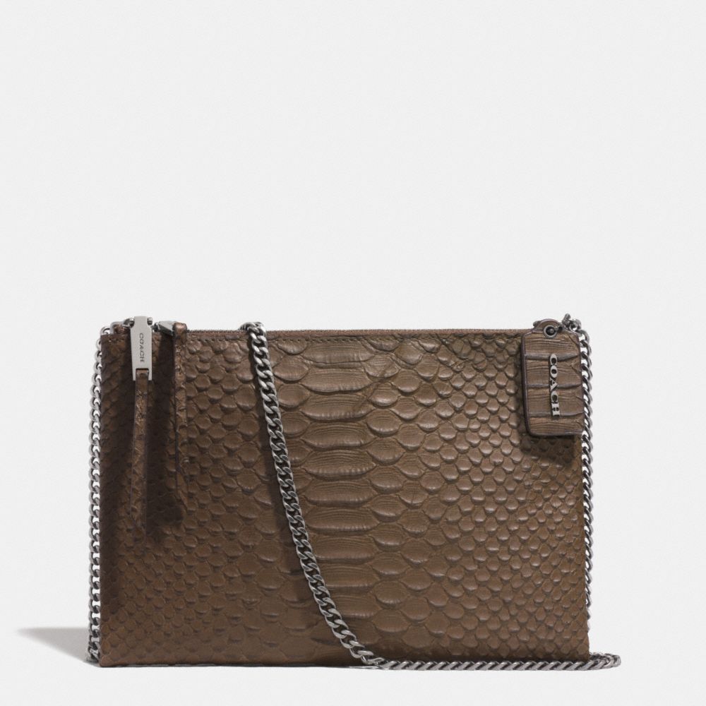 ZIP TOP CROSSBODY IN PYTHON EMBOSSED LEATHER - BLACK ANTIQUE NICKEL/TAUPE GREY - COACH F51865