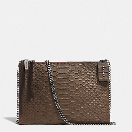 COACH ZIP TOP CROSSBODY IN PYTHON EMBOSSED LEATHER -  BLACK ANTIQUE NICKEL/TAUPE GREY - f51865