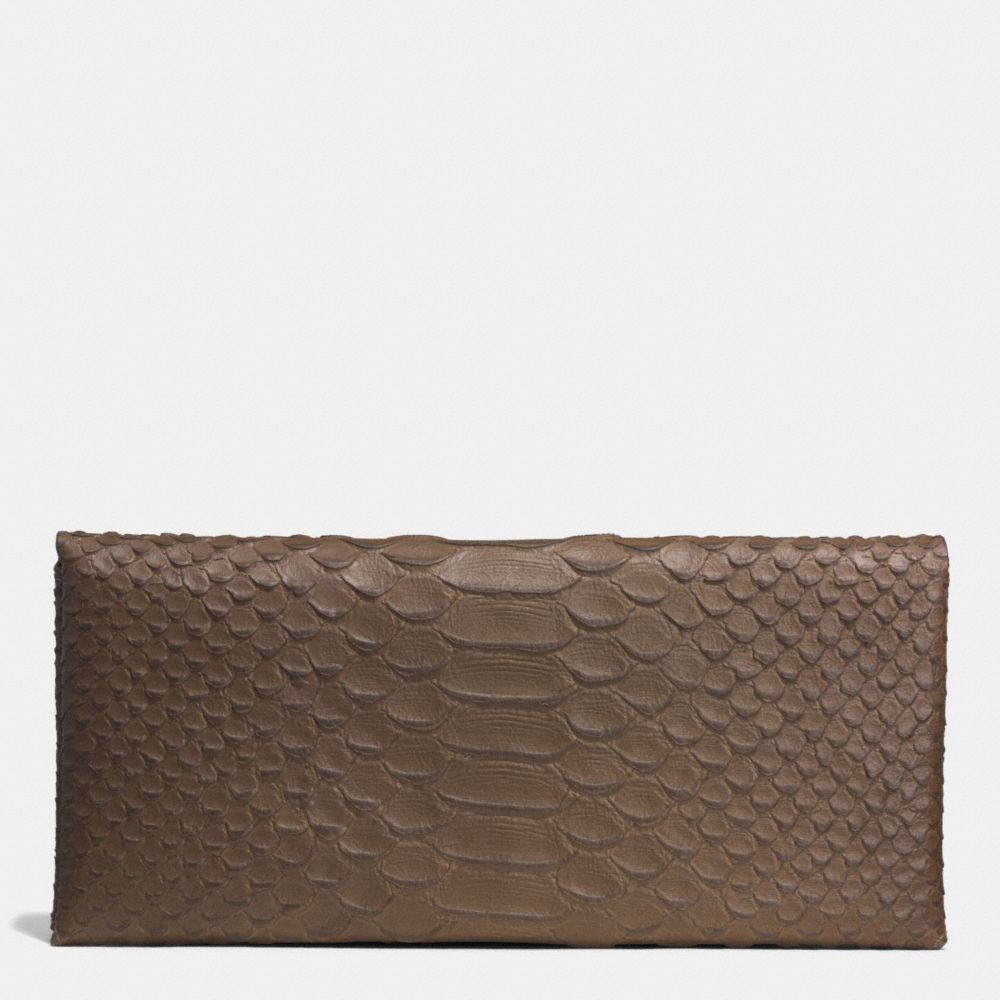 ENVELOPE WALLET IN PYTHON EMBOSSED LEATHER - f51867 - BLACK ANTIQUE NICKEL/TAUPE GREY