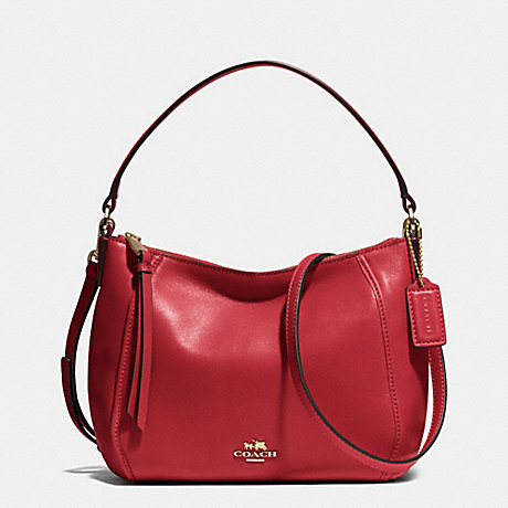 COACH F51900 MADISON TOP HANDLE IN LEATHER -LIGHT-GOLD/RED-CURRANT
