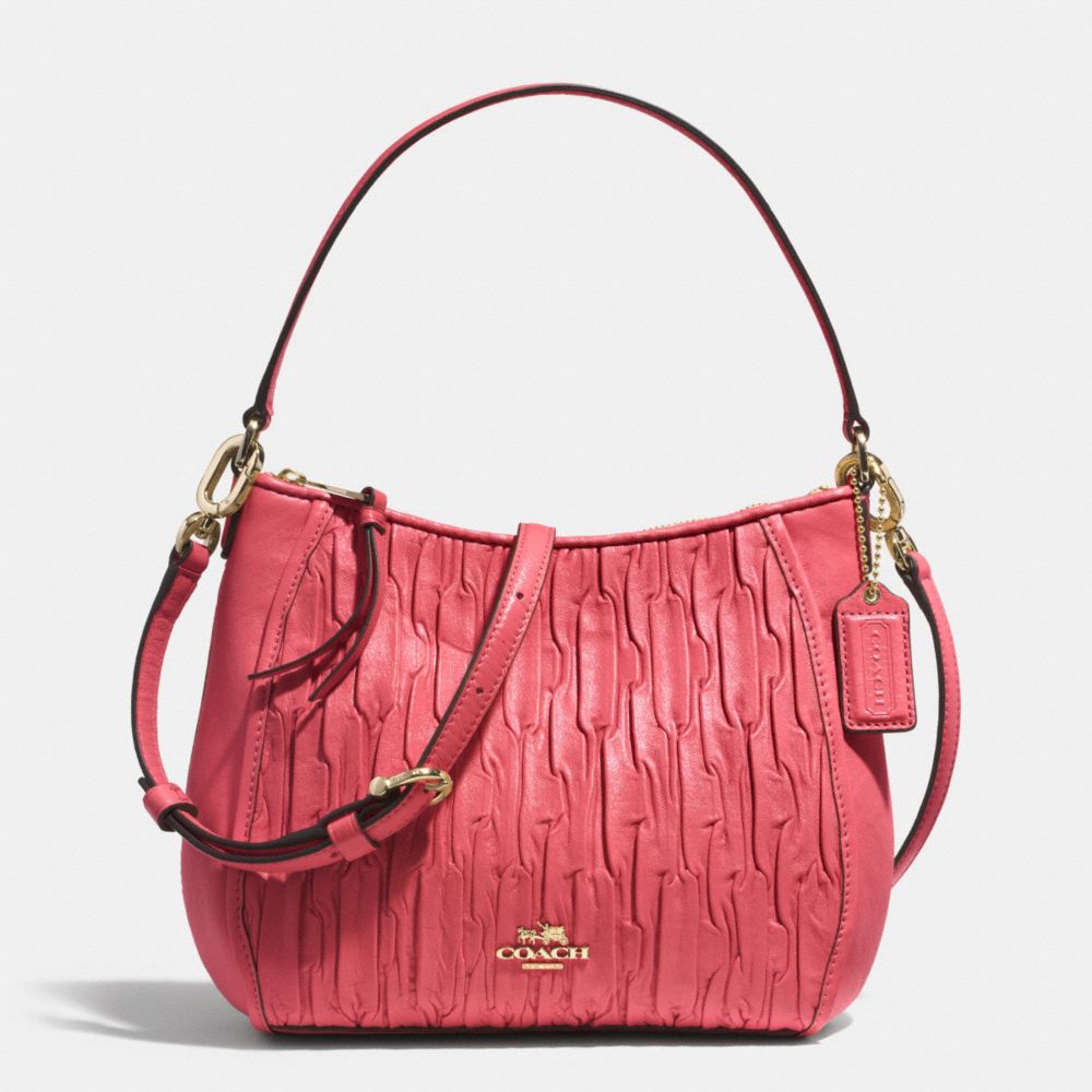 COACH F51908 MADISON TOP HANDLE BAG IN GATHERED LEATHER -LIGHT-GOLD/LOGANBERRY