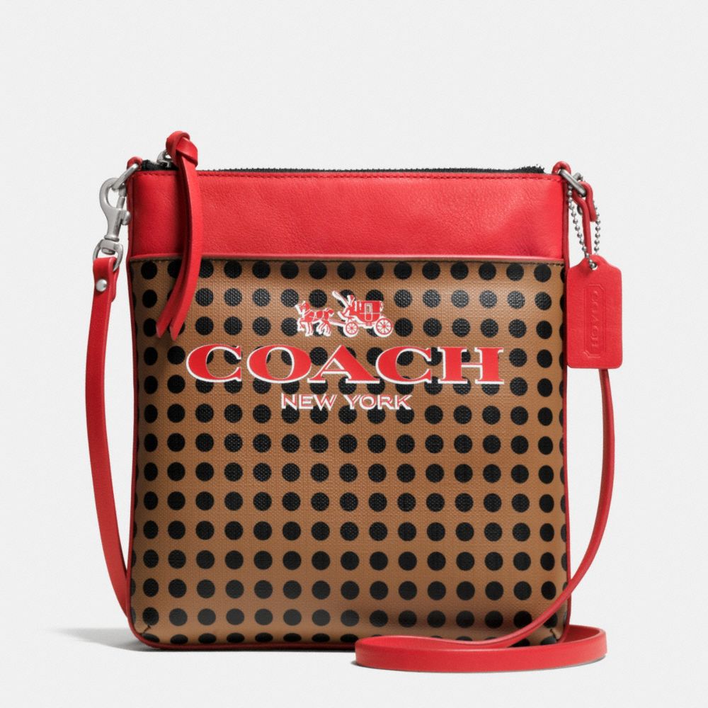 COACH f51935 BLEECKER NORTH/SOUTH SWINGPACK IN DOTS COATED CANVAS AK/BRINDLE/BLACK