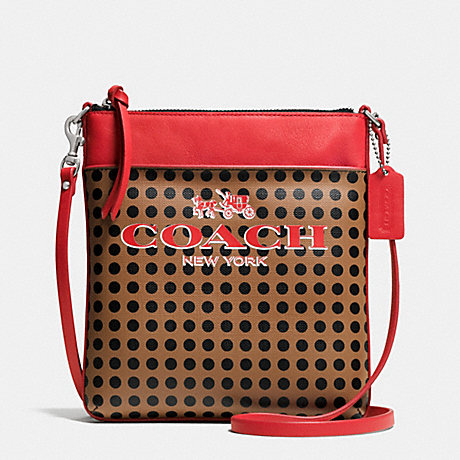 COACH F51935 BLEECKER NORTH/SOUTH SWINGPACK IN DOTS COATED CANVAS AK/BRINDLE/BLACK