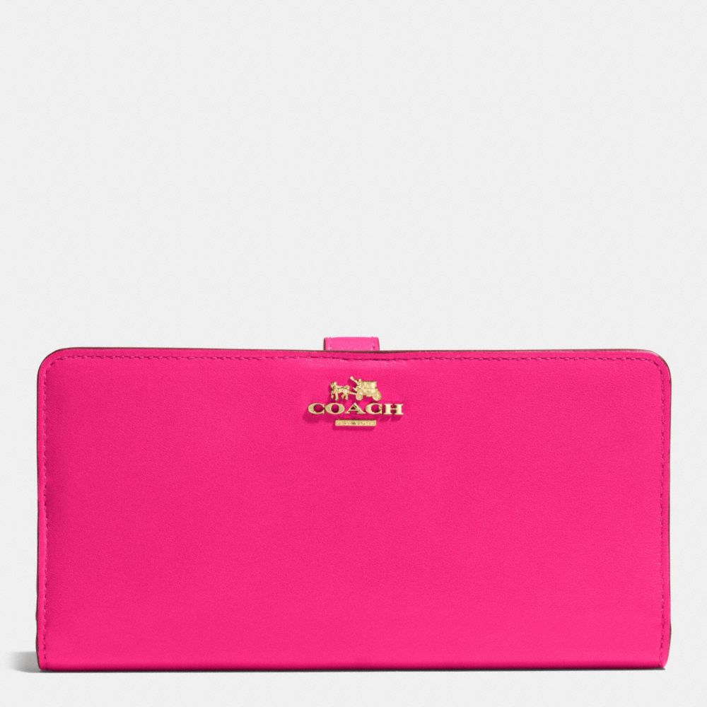 COACH F51936 Skinny Wallet In Leather LIGHT GOLD/PINK RUBY