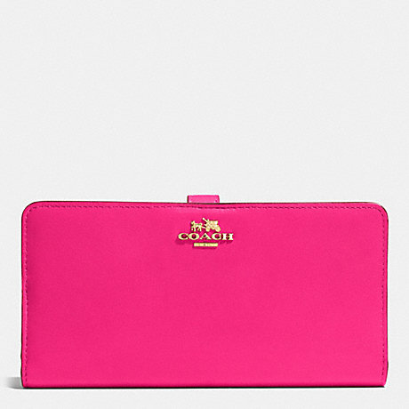 COACH f51936 SKINNY WALLET IN LEATHER LIGHT GOLD/PINK RUBY