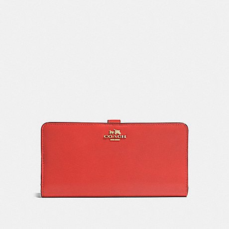 COACH F51936 SKINNY WALLET IN REFINED CALF LEATHER LIGHT-GOLD/DEEP-CORAL