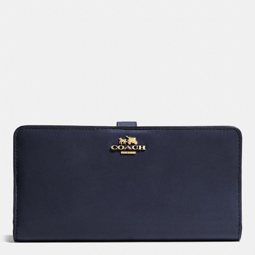 COACH F51936 SKINNY WALLET IN CALF LEATHER LIGHT-GOLD/NAVY
