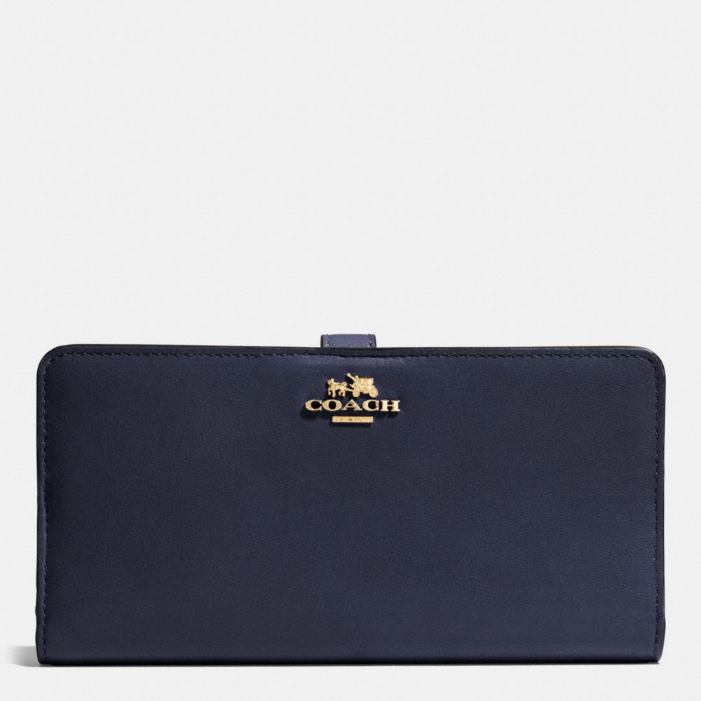 COACH SKINNY WALLET IN CALF LEATHER - LIGHT GOLD/NAVY - F51936