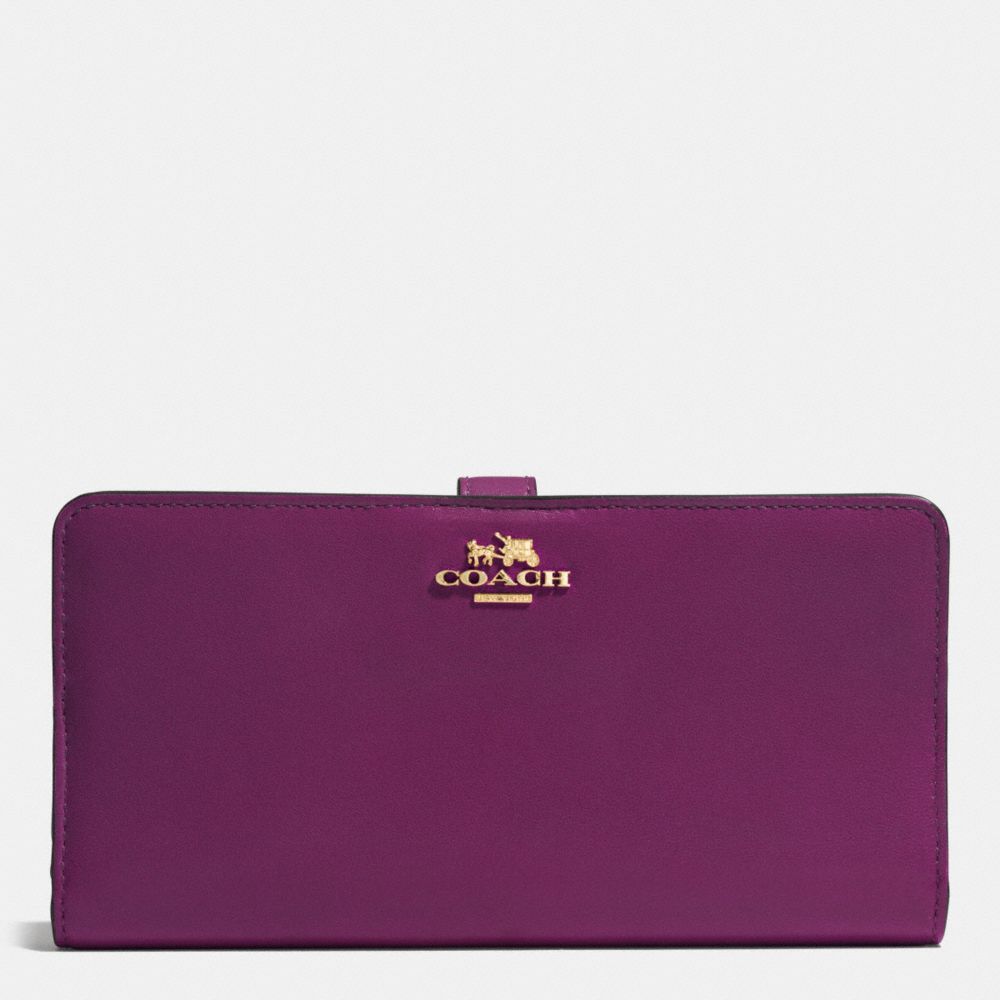 SKINNY WALLET IN LEATHER - f51936 - LIGHT GOLD/PLUM