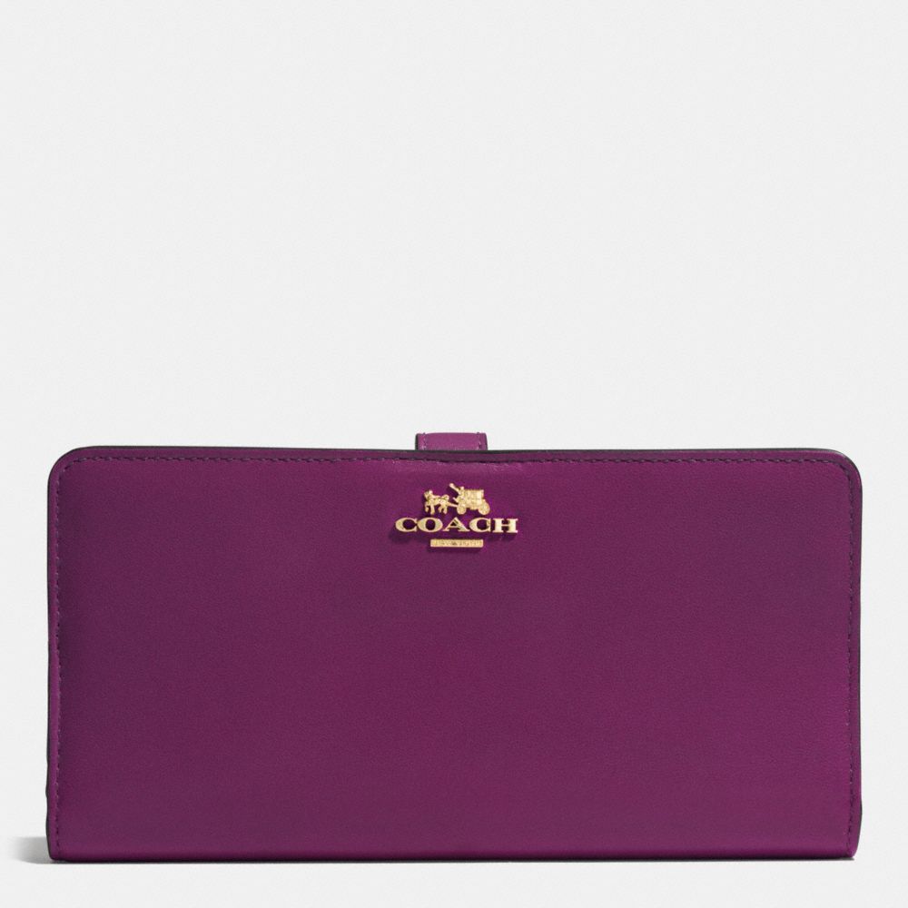 COACH F51936 Skinny Wallet In Leather LIGHT GOLD/PLUM