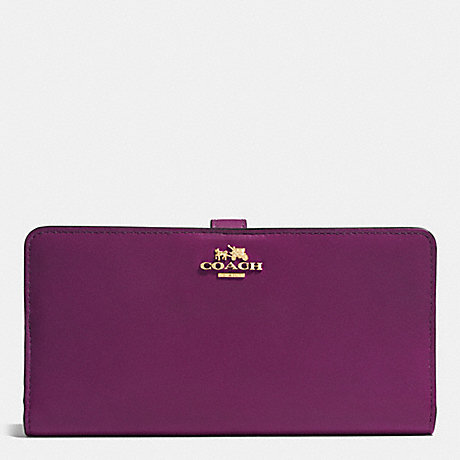 COACH f51936 SKINNY WALLET IN LEATHER LIGHT GOLD/PLUM