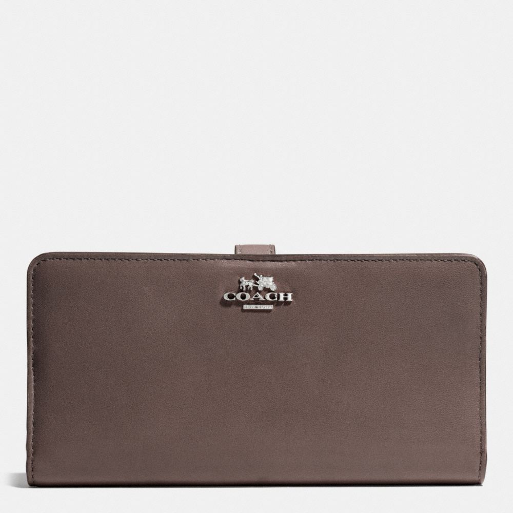 SKINNY WALLET IN LEATHER - SILVER/MINK - COACH F51936