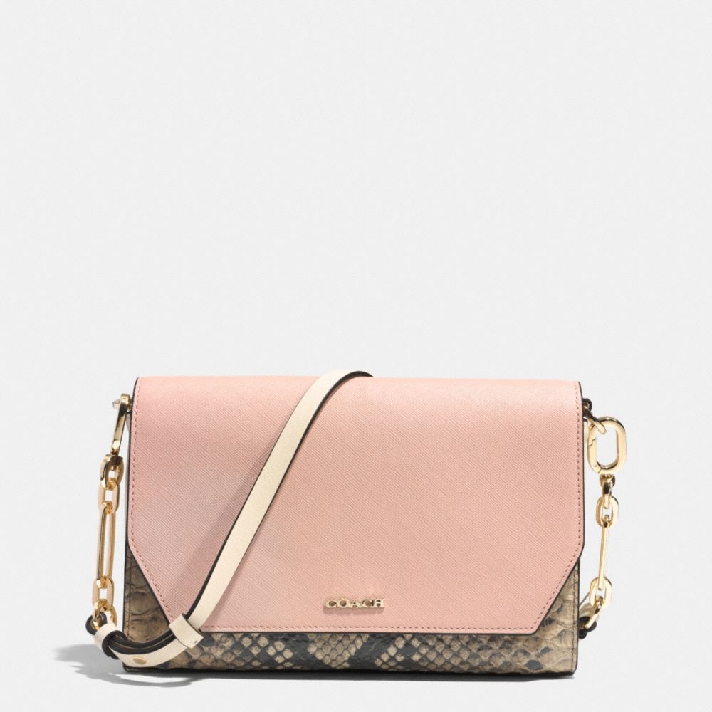 CROSSTOWN CROSSBODY IN SAFFIANO COLORBLOCK MIXED MATERIALS - f51944 -  LIGHT GOLD/ROSE PETAL