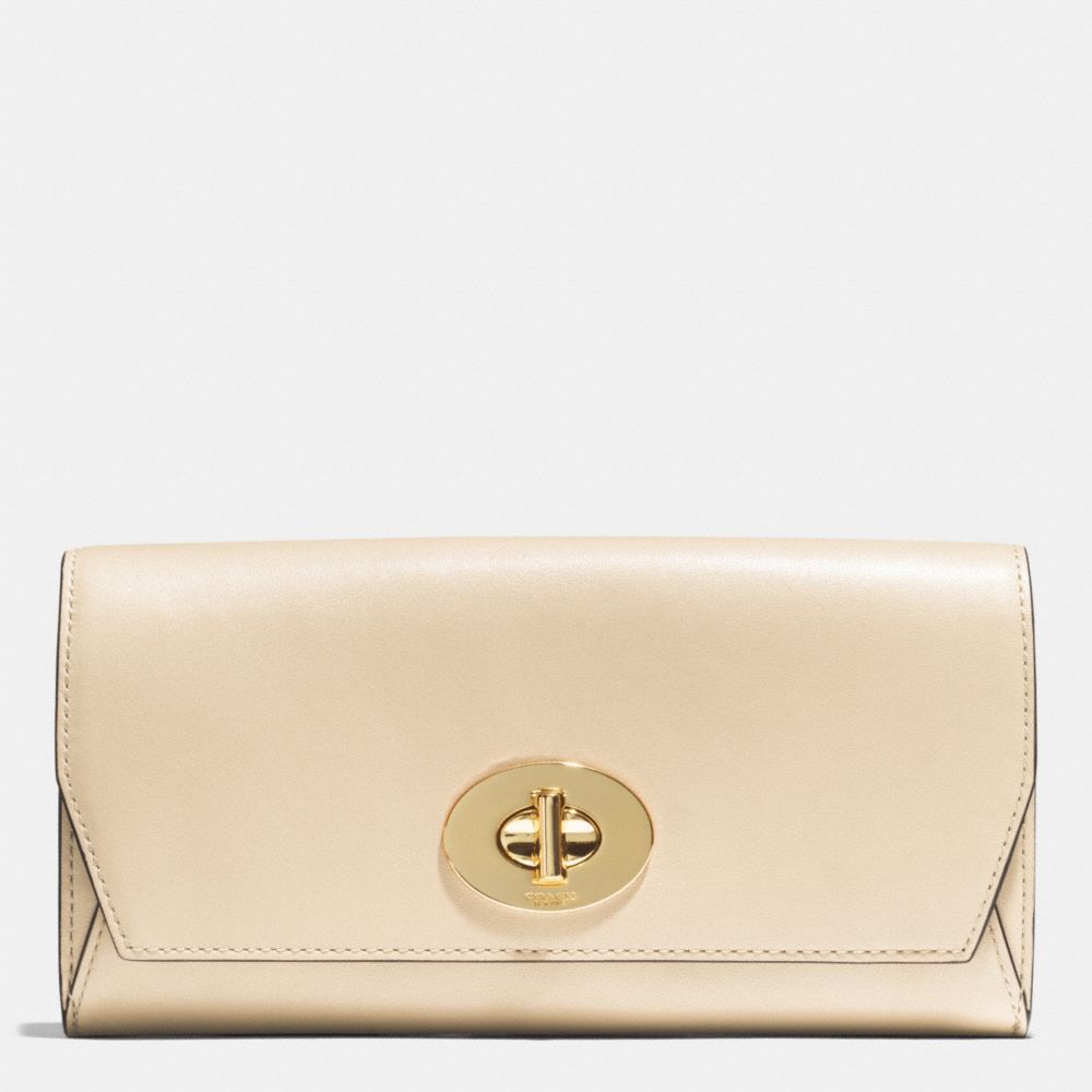 COACH f51968 MADISON SLIM ENVELOPE WALLET IN LEATHER  LIGHT GOLD/MILK