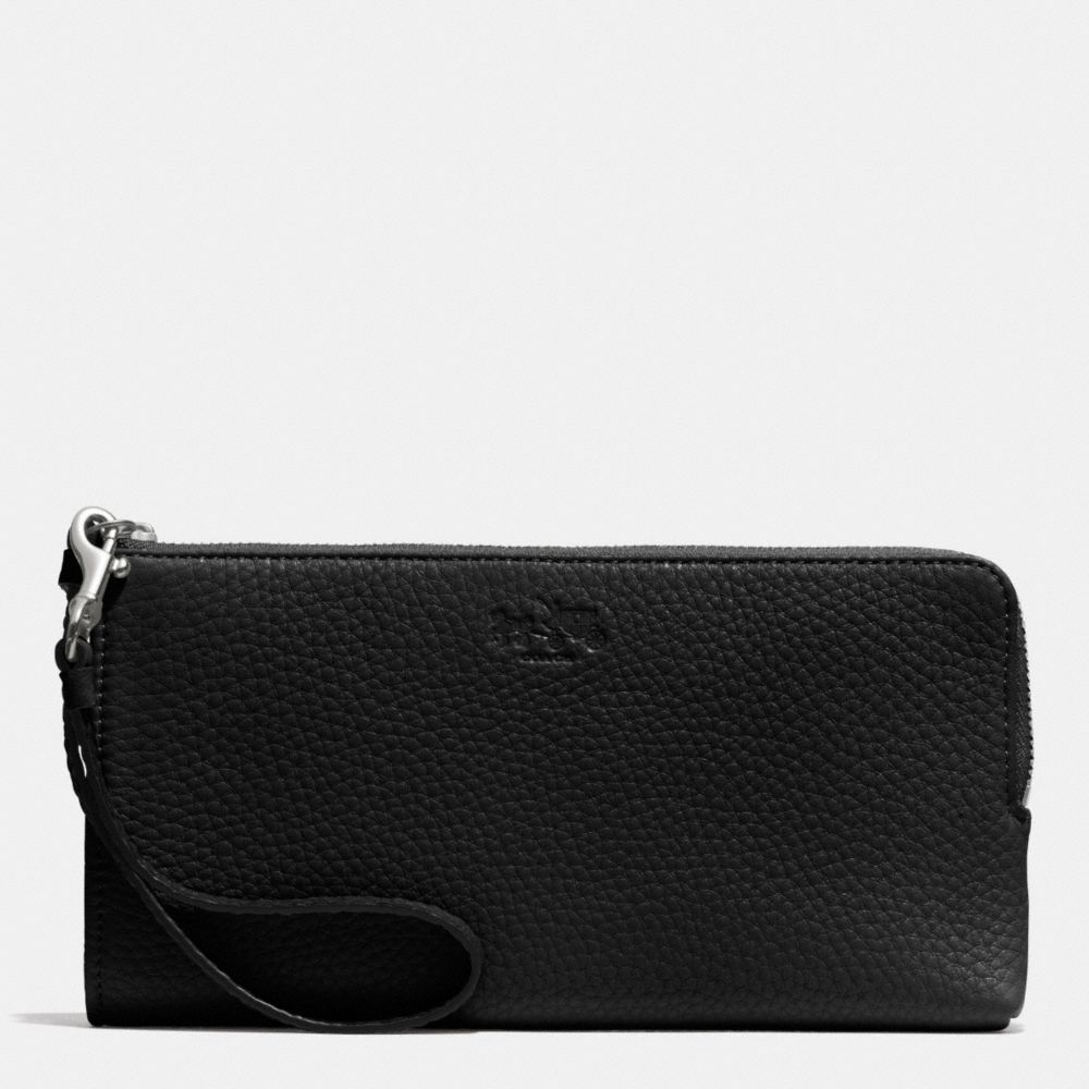 COACH F51981 Bleecker L-zip Wallet In Pebble Leather  SILVER/BLACK
