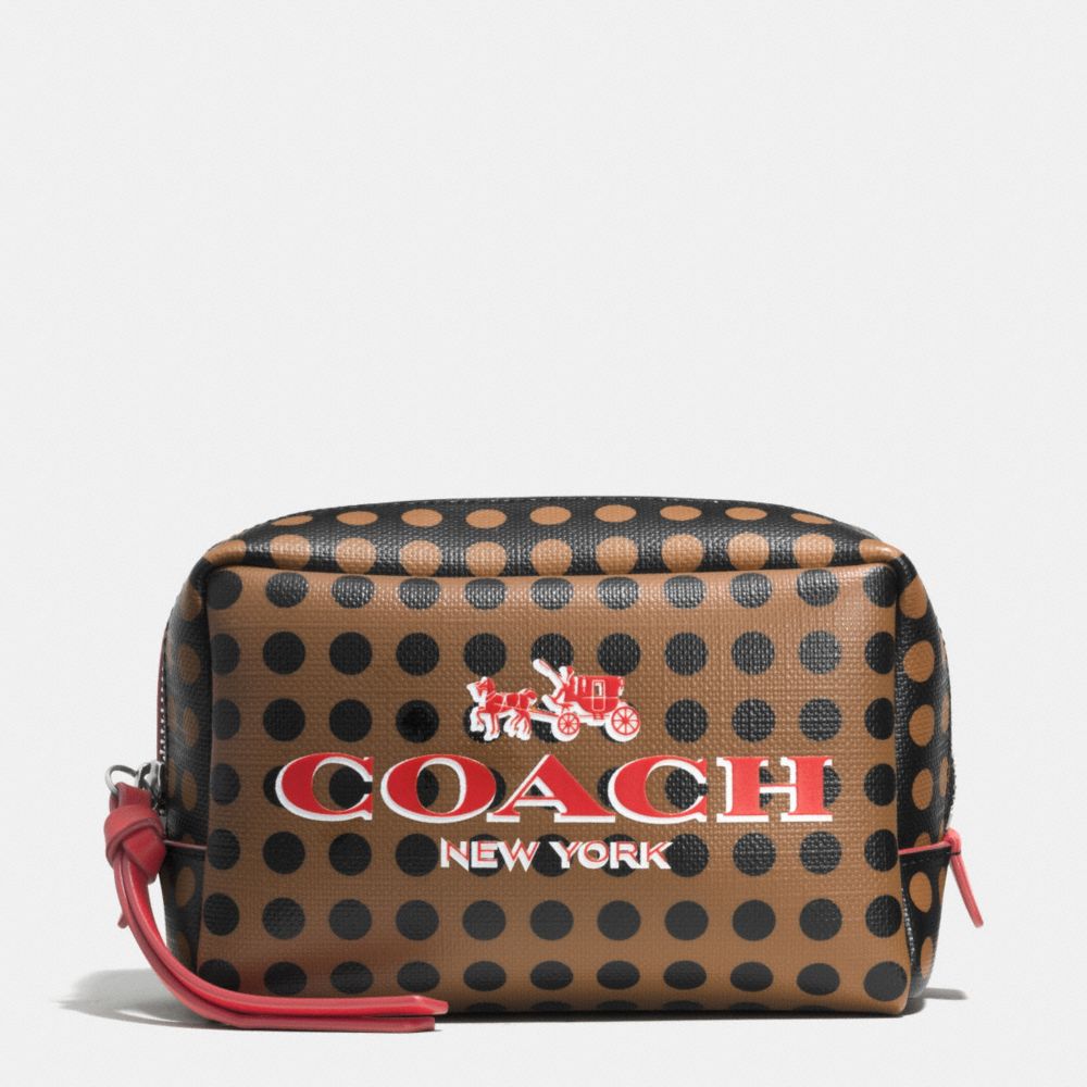 COACH BLEECKER SMALL BOXY COSMETIC CASE IN DOTS COATED CANVAS - AK/BRINDLE/BLACK - F51991