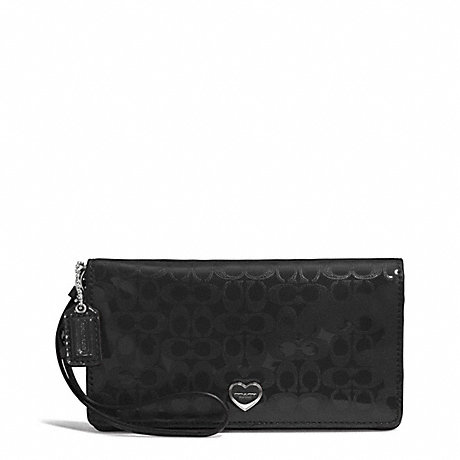COACH F52081 PERFORATED EMBOSSED LIQUID GLOSS DEMI CLUTCH SILVER/BLACK