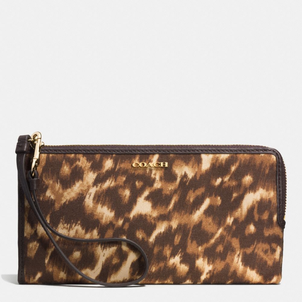 COACH MADISON ZIPPY WALLET IN OCELOT PRINT FABRIC - LIGHT GOLD/MULTICOLOR - f52099