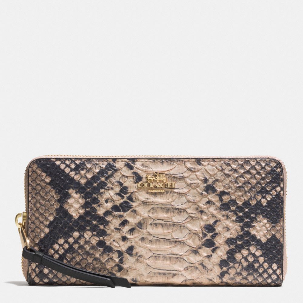 COACH F52100 Madison Accordion Zip Wallet In Diamond Python Leather  LIGHT GOLD/ROSE PETAL