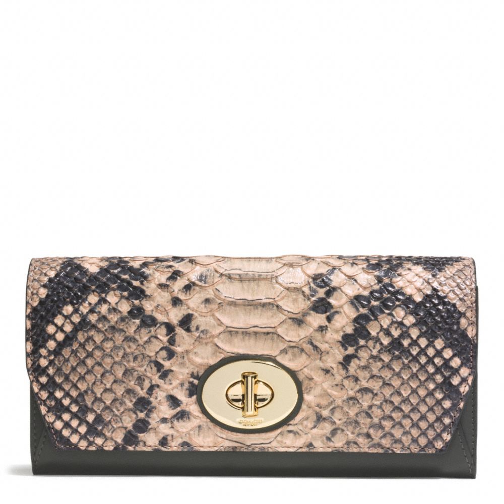 COACH F52101 Madison Diamond Python Leather Slim Envelope Wallet LIGHT GOLD/ROSE PETAL