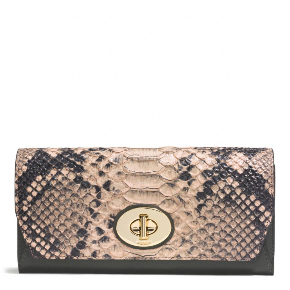 MADISON DIAMOND PYTHON LEATHER SLIM ENVELOPE WALLET - f52101 - LIGHT GOLD/ROSE PETAL