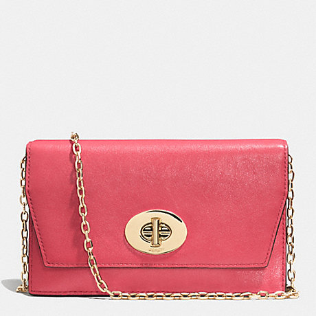 COACH F52102 MADISON CLUTCH WALLET IN LEATHER -LIGHT-GOLD/LOGANBERRY