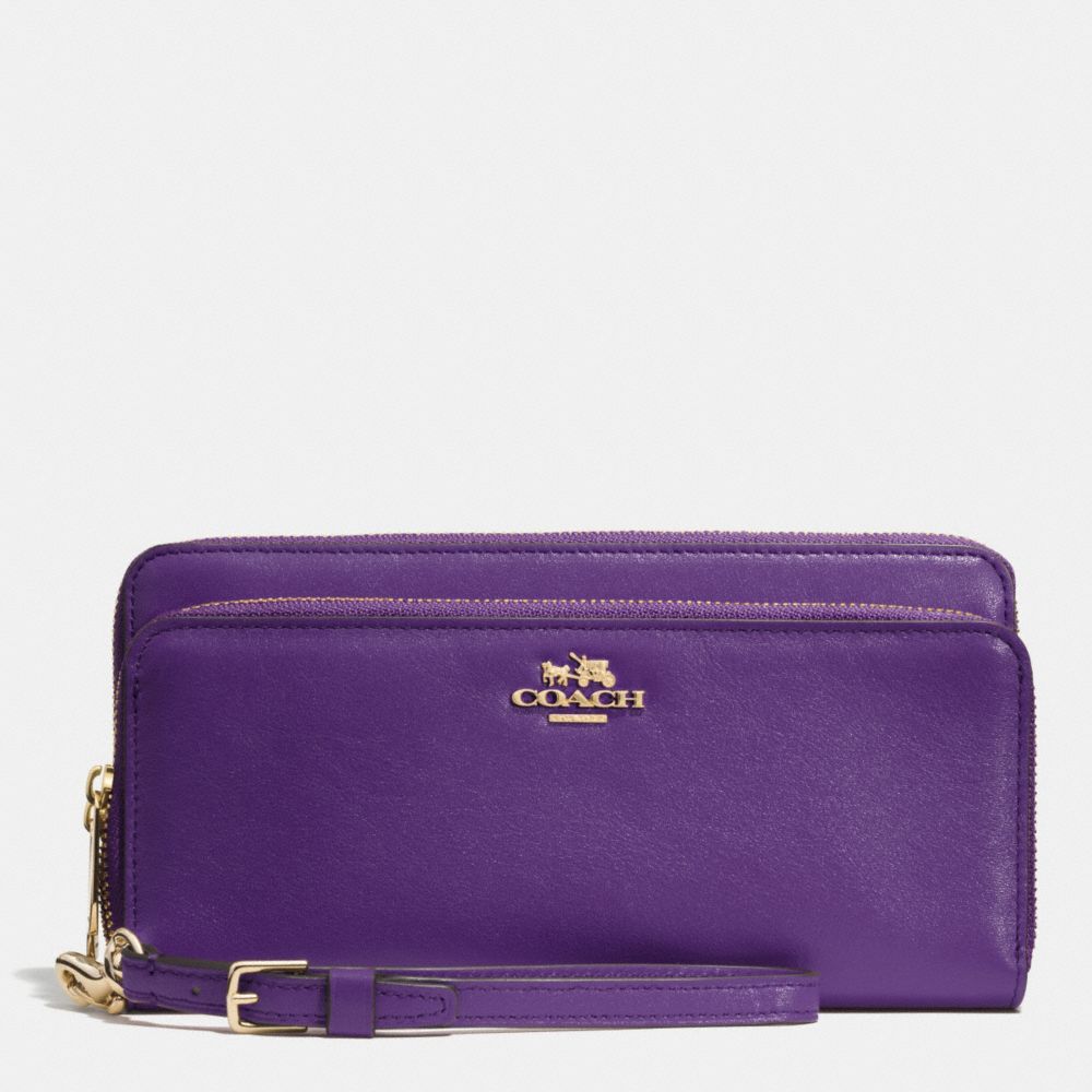 DOUBLE ACCORDION ZIP WALLET IN LEATHER - f52103 -  LIGHT GOLD/VIOLET