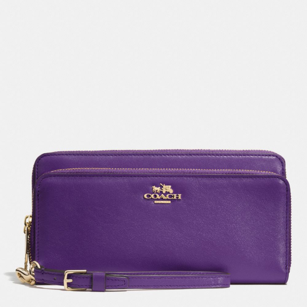 COACH F52103 Double Accordion Zip Wallet In Leather  LIGHT GOLD/VIOLET