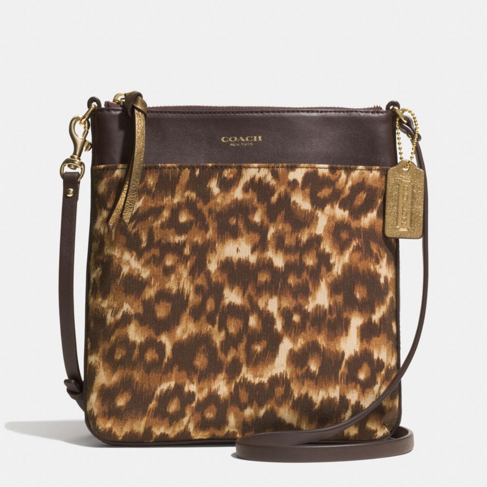 MADISON OCELOT PRINT FABRIC NORTH/SOUTH SWINGPACK - LIGHT GOLD/MULTICOLOR - COACH F52104