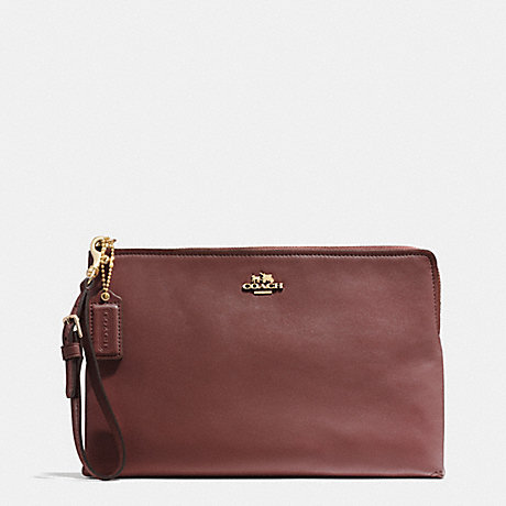 MADISON LARGE POUCH CLUTCH IN LEATHER - COACH F52106 - LIGHT GOLD/BRICK