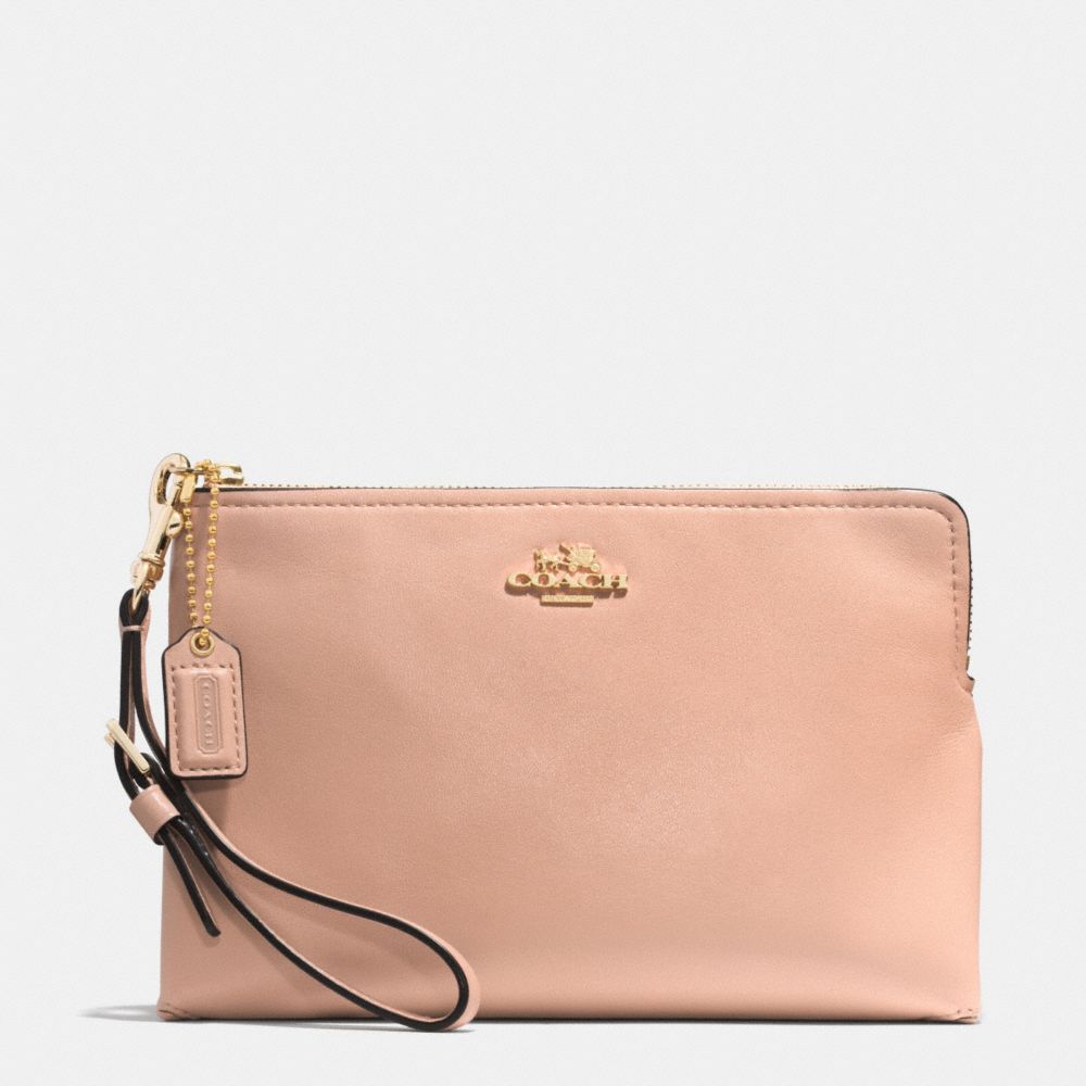 MADISON LEATHER LARGE POUCH WRISTLET - LIGHT GOLD/ROSE PETAL - COACH F52115