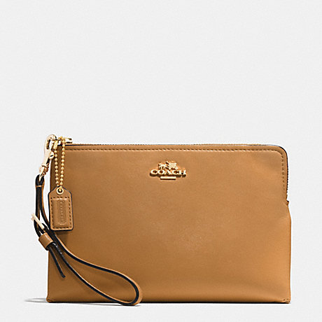 COACH F52115 MADISON LARGE POUCH WRISTLET IN LEATHER -LIGHT-GOLD/BRINDLE