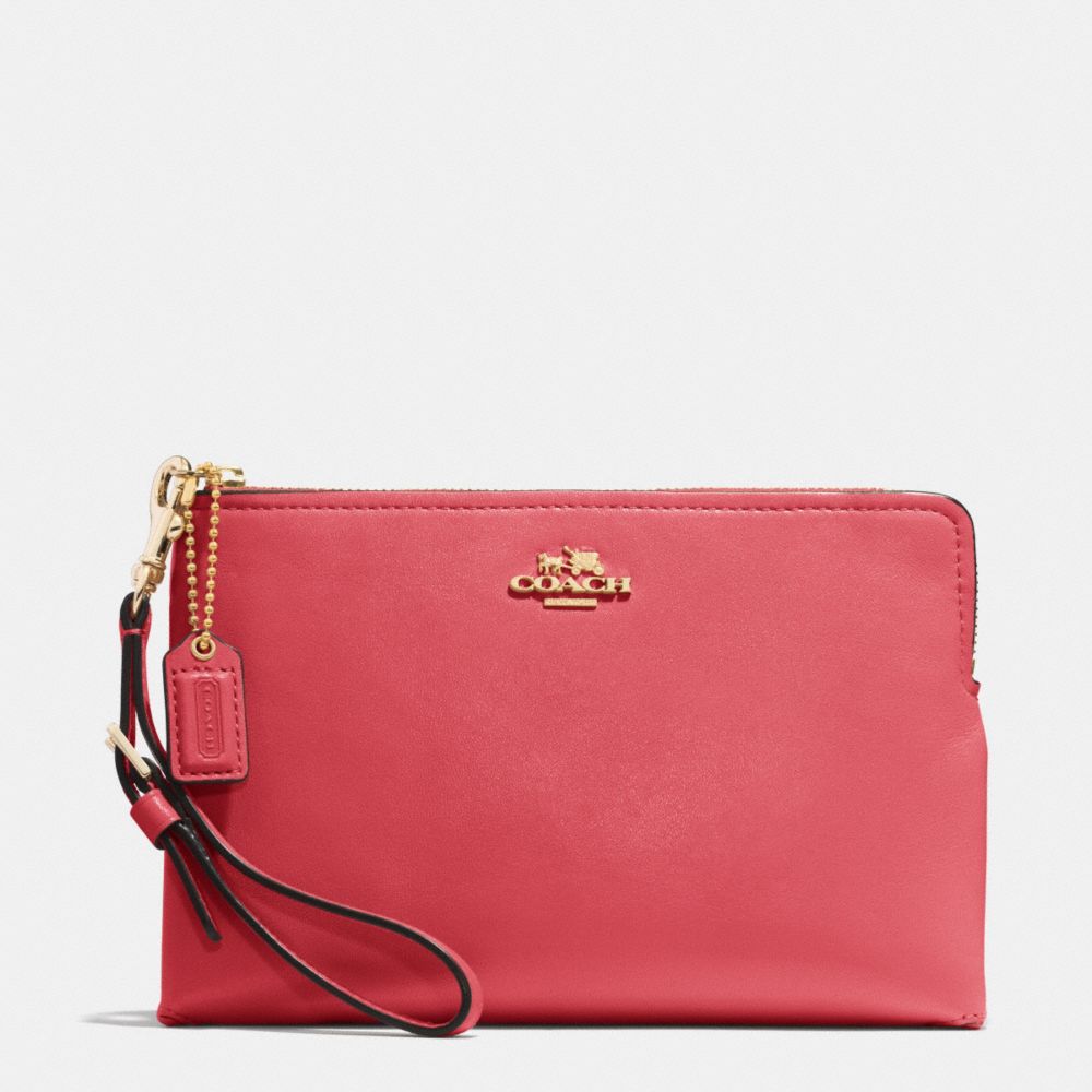 MADISON LARGE POUCH WRISTLET IN LEATHER - LIGHT GOLD/LOGANBERRY - COACH F52115