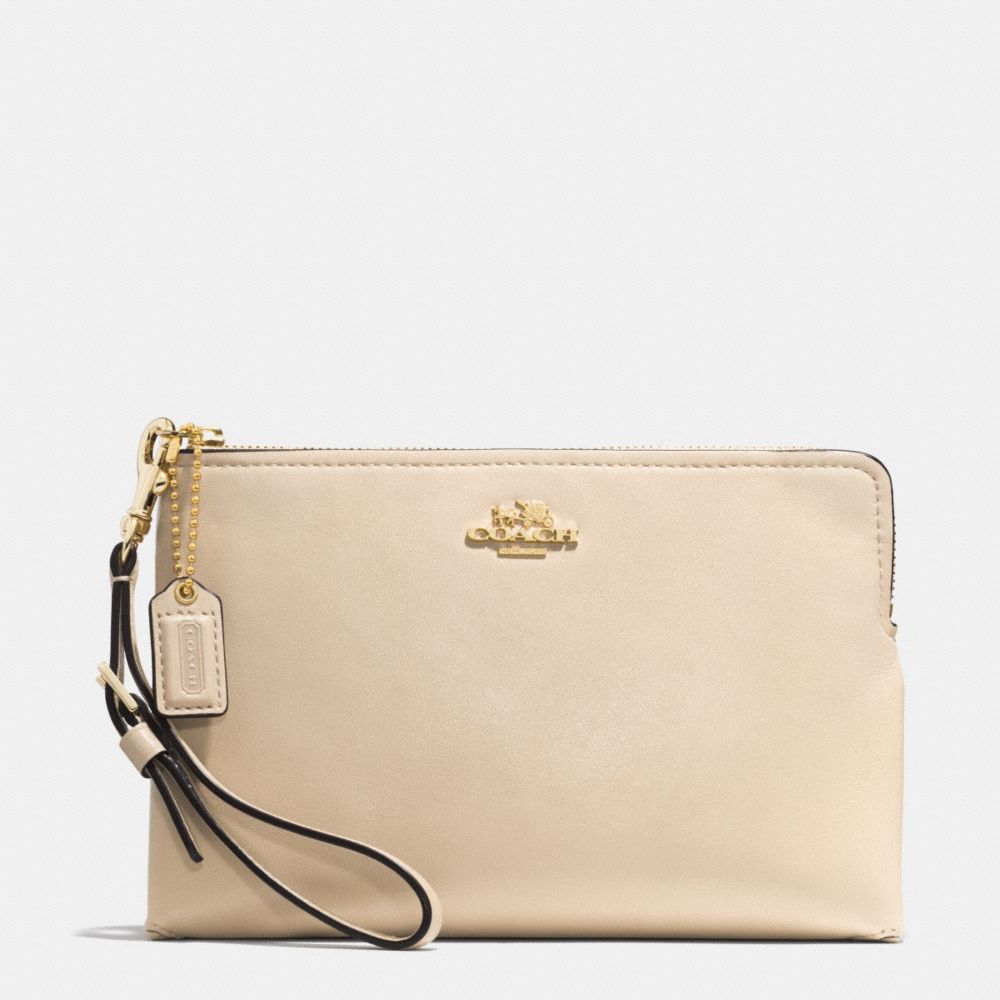 MADISON LEATHER LARGE POUCH WRISTLET - LIGHT GOLD/MILK - COACH F52115